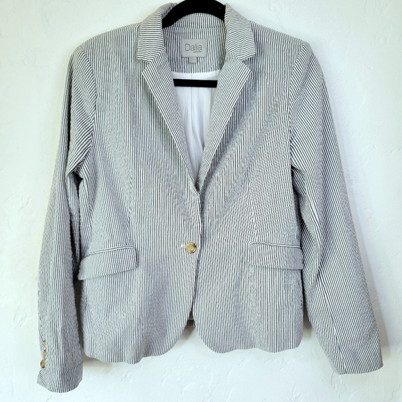 Dalia Pinstripe Blazer Sz L Cotton Blend - Picture 2 of 11
